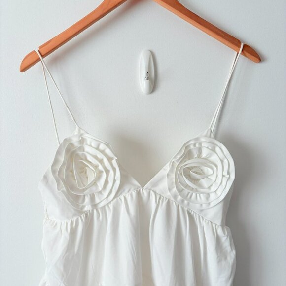Zara Poplin Strappy Floral Ruffle Mini Dress Blogger Fav White Size XS - Picture 7 of 12